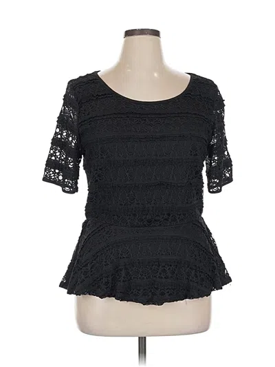 Pre-owned Style & Co Short Sleeve Top Black Sweetheart Neckline Tops