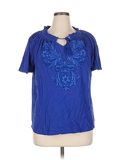 Pre-owned Style & Co Short Sleeve Top Blue Keyhole Neckline Tops