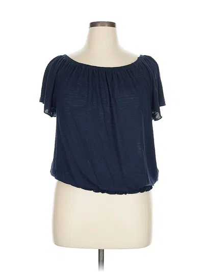 Pre-owned Style & Co Short Sleeve Top Blue Off The Shoulder Neckline Tops