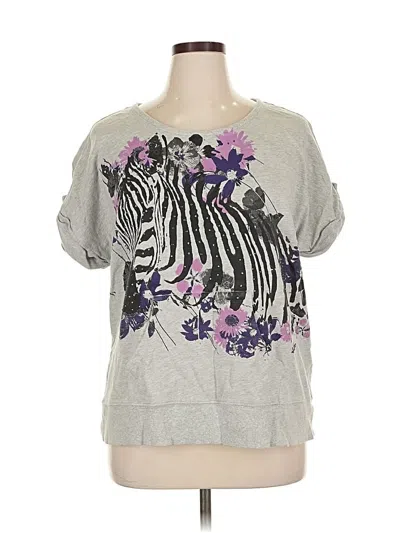 Pre-owned Style & Co Short Sleeve Top Gray Cold Shoulder Neckline Tops