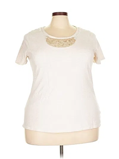 Pre-owned Style & Co Short Sleeve Top Ivory Keyhole Neckline Tops In White