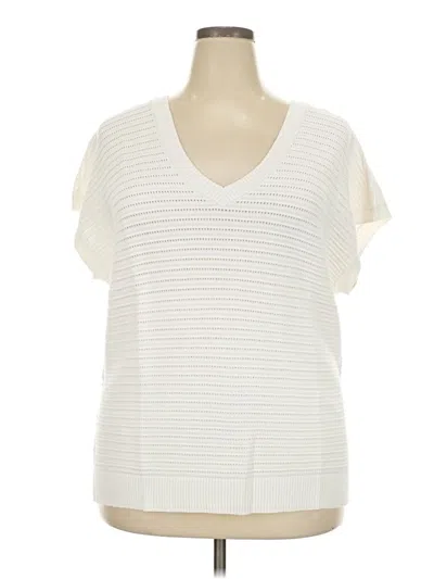 Pre-owned Style & Co Short Sleeve Top Ivory V-neck Tops