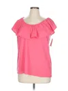 Style & Co Short Sleeve Top Pink Cold Shoulder Neckline Tops In Pink