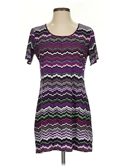 Pre-owned Style & Co Short Sleeve Top Purple Scoop Neck Tops