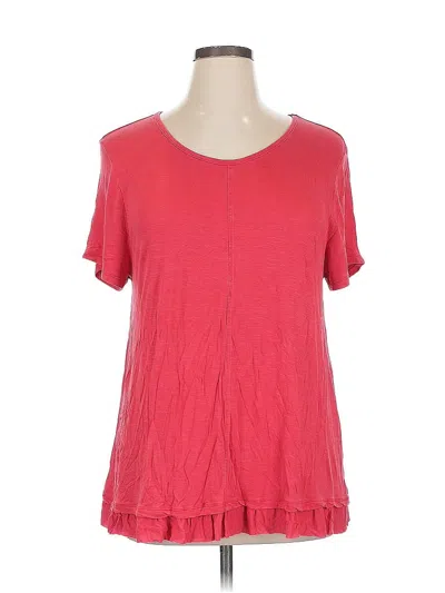 Pre-owned Style & Co Short Sleeve Top Red Scoop Neck Tops