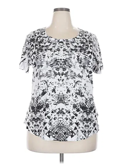 Pre-owned Style & Co Short Sleeve Top Silver Cold Shoulder Neckline Tops