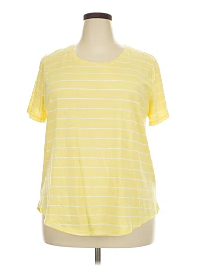 Pre-owned Style & Co Short Sleeve Top Yellow Scoop Neck Tops