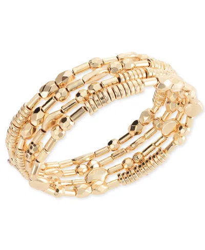 Style & Co Silver-tone Beaded Multi-row Coil Bracelet, Created For Macy's In Gold