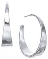 Style & Co Silver-tone Hammered Medium Hoop Earrings 1.5", Exclusively At Macy's In Silver