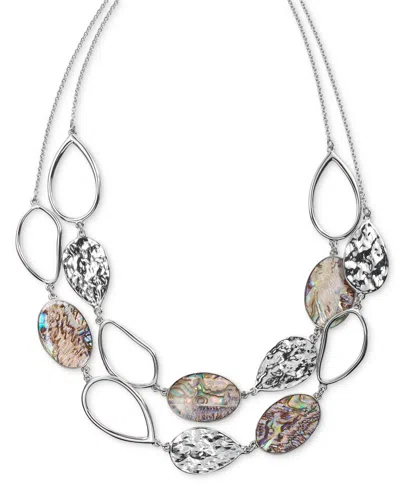 Style & Co Silver-tone Hammered Oval & Stone Layered Statement Necklace, 18" + 3" Extender, Exclusively At Macy In Multi