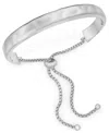 Style & Co Silver-tone Hammered Slider Bracelet, Exclusively At Macy's In Rhodium