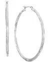 Style & Co Silver-tone Medium Hammered Hoop Earrings, 1.38", Exclusively At Macy's In Metallic