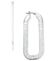 Style & Co Silver-tone Rounded Rectangle Hoop Earrings, Macy's Exclusive In Metallic