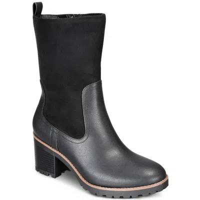 Style & Co Skylarr Womens Faux Leather Mixed Media Mid-calf Boots In Multi
