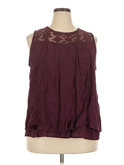 Pre-owned Style & Co Sleeveless Blouse In Burgundy