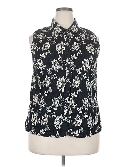 Pre-owned Style & Co Sleeveless Button Down Shirt In Black