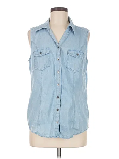Pre-owned Style & Co Sleeveless Button Down Shirt In Blue