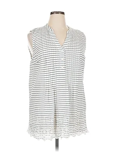 Pre-owned Style & Co Sleeveless Button Down Shirt In White