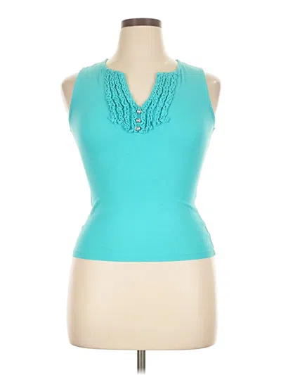 Pre-owned Style & Co Sleeveless Top Teal Halter Neckline Tops