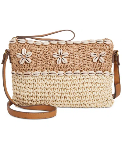 Style & Co Small Straw Crossbody, Created For Macy's In Shells