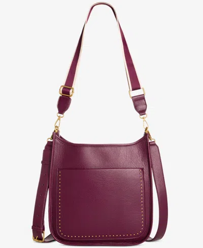 Style & Co Small Studded Dip Crossbody Bag, Macy's Exclusive In Burgundy