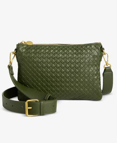 Style & Co Small Woven Double Compartment Crossbody, Macy's Exclusive In Green