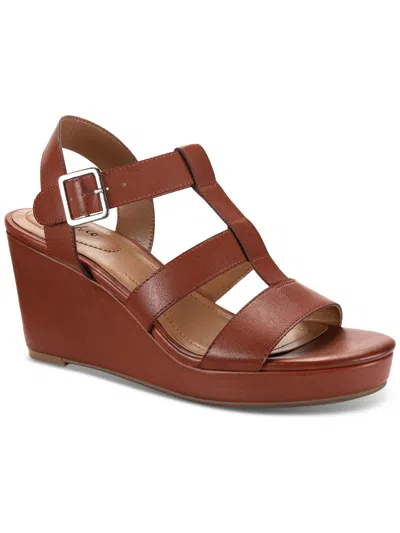 Style & Co Sofieep Womens Ankle Strap Gladiator Wedge Sandals In Brown