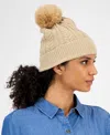 Style & Co Solid Cable Knit Beanie, Macy's Exclusive In Neutral