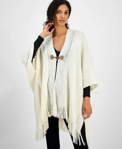 Style & Co Solid Ribbed Toggle Topper, Macy's Exclusive In White