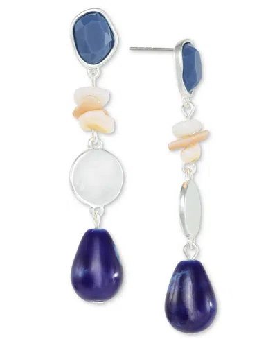 Style & Co Stone & Bead Linear Drop Earrings, Created For Macy's In Blue