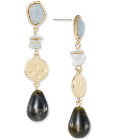Style & Co Stone & Bead Linear Drop Earrings, Created For Macy's In Brown