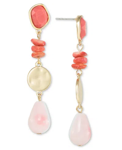 Style & Co Stone & Bead Linear Drop Earrings, Created For Macy's In Coral