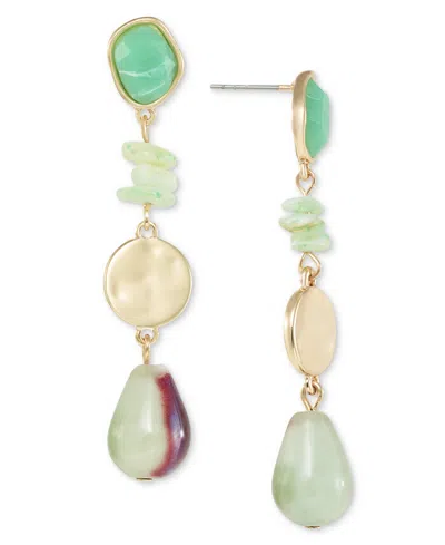 Style & Co Stone & Bead Linear Drop Earrings, Created For Macy's In Green
