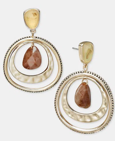 Style & Co Stone And Disc Drop Earrings, Macy's Exclusive In Metallic