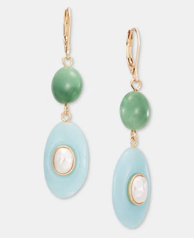 Style & Co Stone & Imitation Pearl Double Drop Earrings, Macy's Exclusive In Green