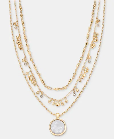 Style & Co Stone Inlay Layered Pendant Necklace, 17" + 3" Extender, Macy's Exclusive In Gold