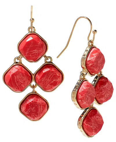 Style & Co Stone Kite Drop Earrings, Created For Macy's In Coral