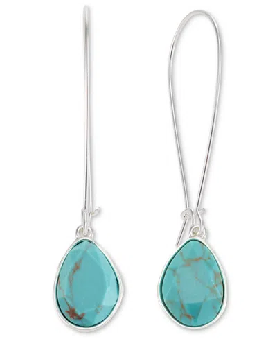 Style & Co Stone Linear Drop Earrings, Created For Macy's In Turq