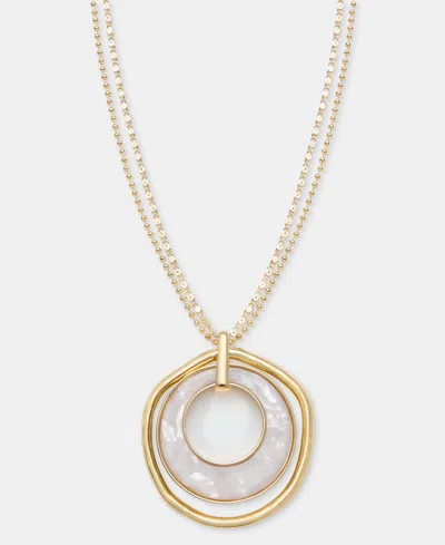 Style & Co Stone Orbital Pendant Necklace, 36" + 3" Extender, Macy's Exclusive In Black