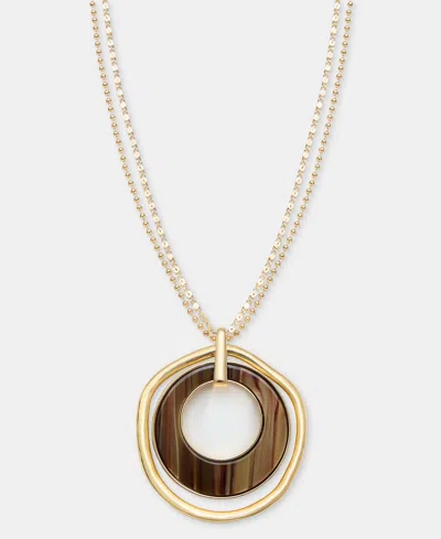 Style & Co Stone Orbital Pendant Necklace, 36" + 3" Extender, Macy's Exclusive In Purple