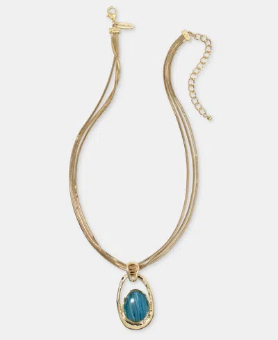 Style & Co Stone Triple Chain Pendant Necklace, 18" + 3" Extender, Macy's Exclusive In Silver