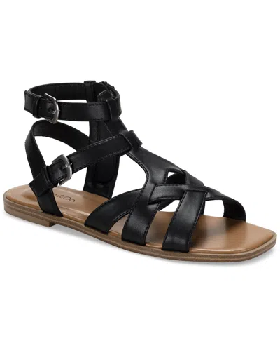 Style & Co Storiee Gladiator Flat Sandals, Created For Macy's In Black Smooth