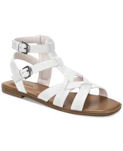 Style & Co Storiee Gladiator Flat Sandals, Created For Macy's In White Smooth