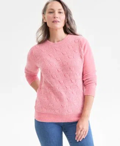 Style & Co Style Co Womens Chenille Crewneck Cable Knit Sweater Macys Exclusive In Pink