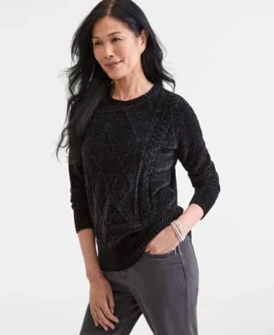 Style & Co Style Co Womens Chenille Crewneck Sweater Macys Exclusive In Jazzy Blue