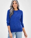 Style & Co Style Co Womens Chenille Crewneck Sweater Pxs 4x Macys Exclusive In Blue