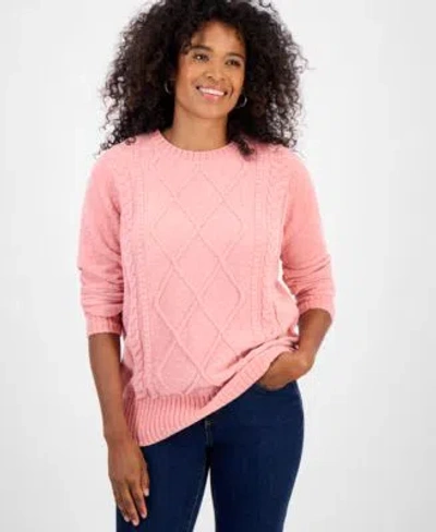 Style & Co Style Co Womens Chenille Crewneck Sweater Pxs 4x Macys Exclusive In Pink