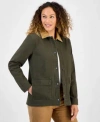 Style & Co Style Co Womens Collared Utility Barn Jacket Pxs 4x Macys Exclusive In Green
