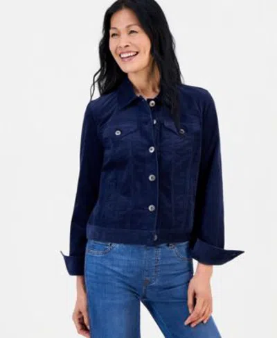 Style & Co Style Co Womens Corduroy Jacket Macys Exclusive In Deep Black