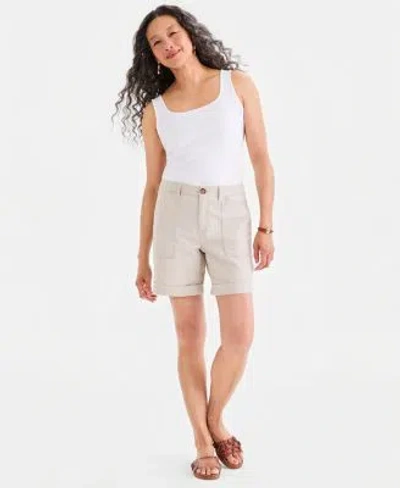 Style & Co Style Co Womens Cuffed Utility Shorts Macys Exclusive In Bright White
